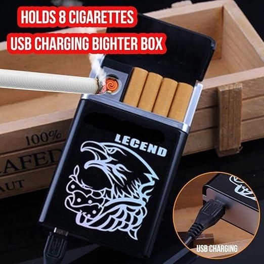 2-in-1 USB Rechargeable Cigarette Case with Electric Lighter - Stylish Metal