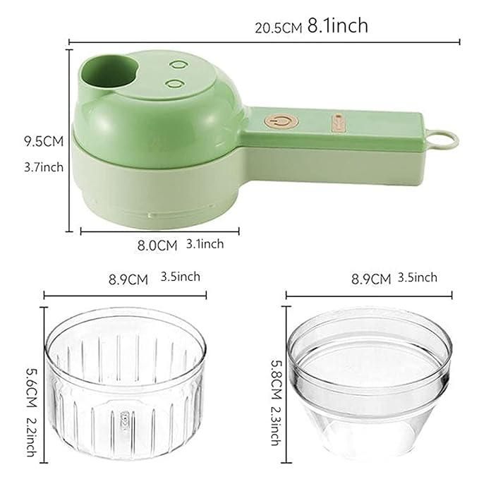 Green kitchen tool with measurements on a white background